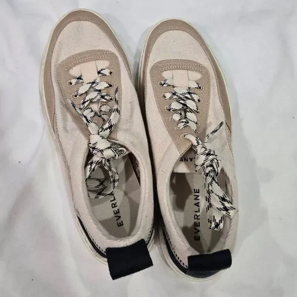 Everlane The Tread-bare Sneaker Womens 8 Natrual Canvas Dark Sapphire Argan Oil - Picture 5 of 8